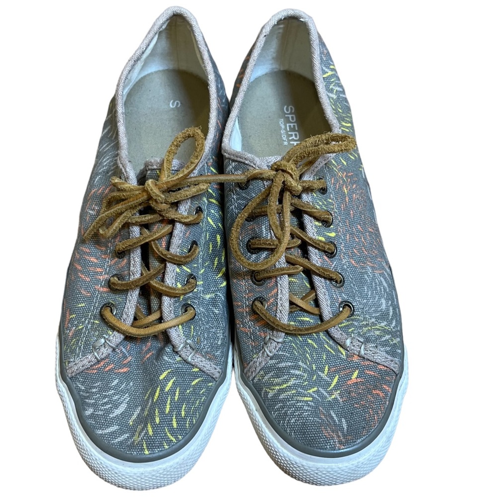 SPERRY SEACOAST STS95425 TAUPE MULTI Fish Circle Womens Size 8 Casual Shoe Art